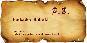 Poduska Babett névjegykártya